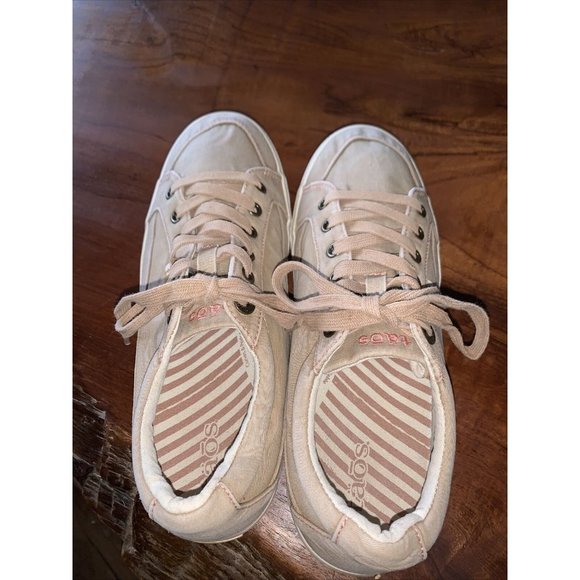 Taos Star Shoes Women's 9 1/2 Tan Brown Canvas Comfort Lace Up Casual Sneakers - Picture 4 of 8